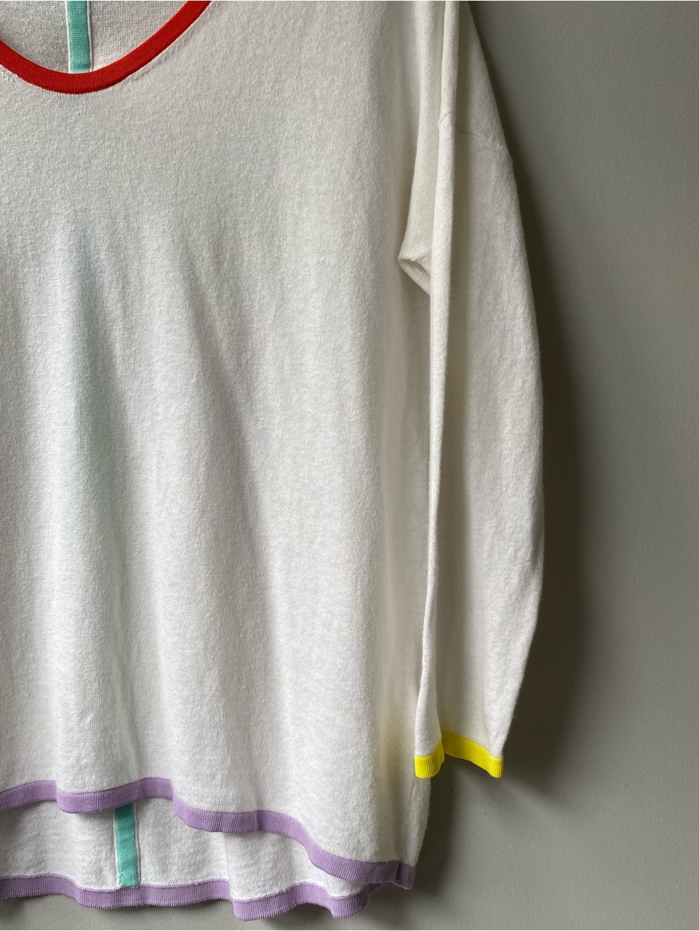Boden White Sweater with Red and Mint Trim - Picture 4 of 6